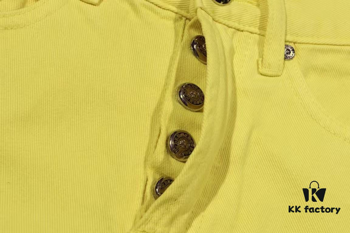 Chrome Hearts CH New York Limited Yellow Dopamine Denim Jeans Unisex Streetwear
