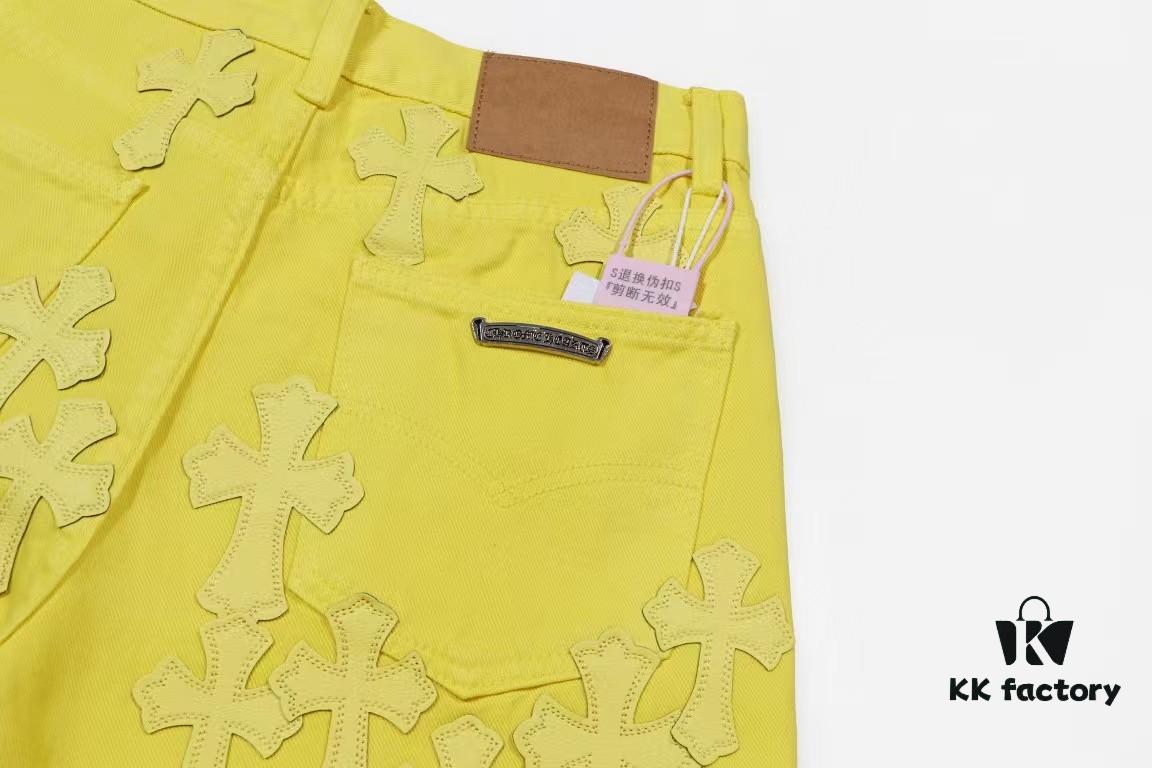 Chrome Hearts CH New York Limited Yellow Dopamine Denim Jeans Unisex Streetwear