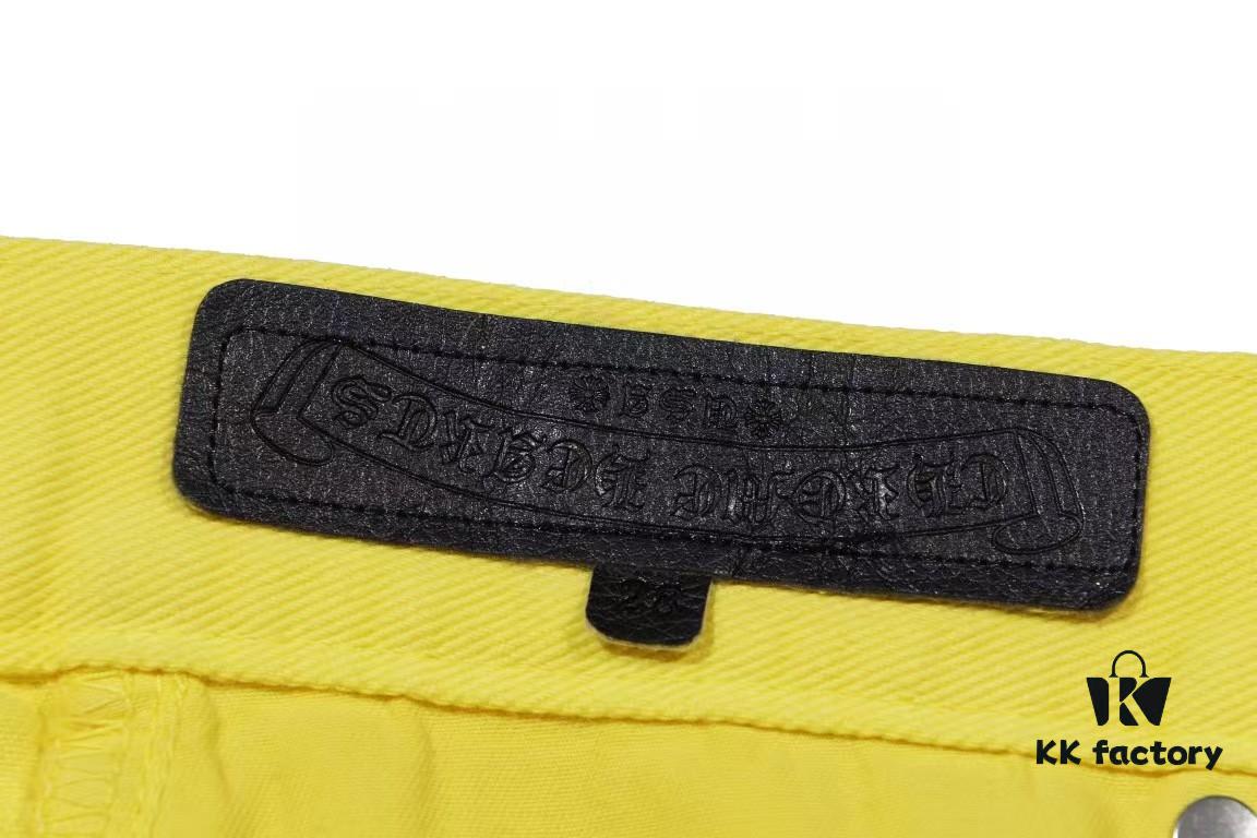 Chrome Hearts CH New York Limited Yellow Dopamine Denim Jeans Unisex Streetwear