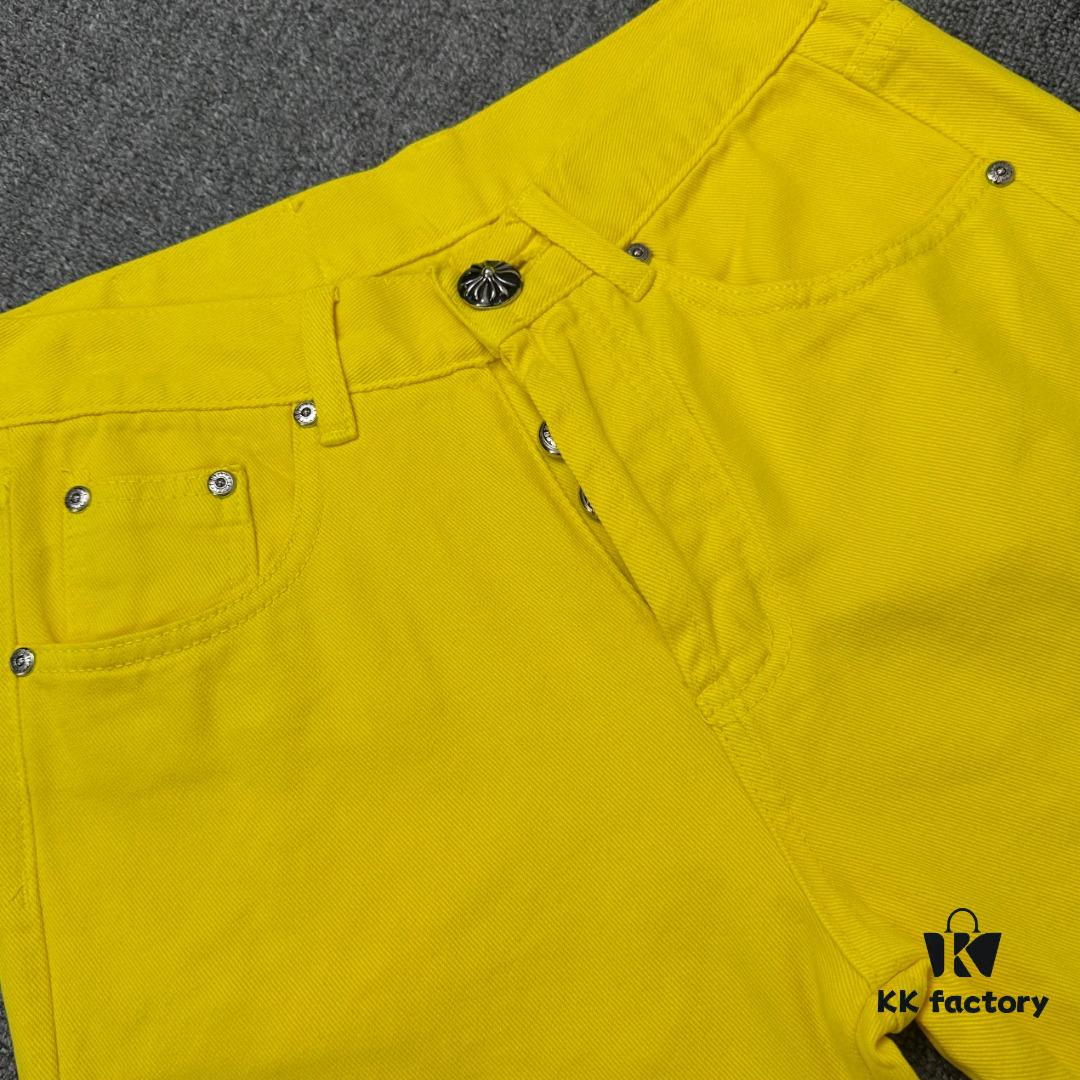 Chrome Hearts CH New York Limited Edition Yellow Dopamine Denim Jeans Unisex Streetwear