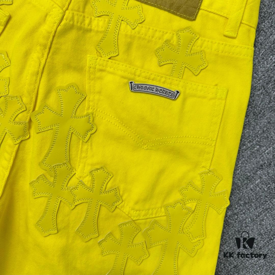 Chrome Hearts CH New York Limited Edition Yellow Dopamine Denim Jeans Unisex Streetwear