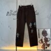 Chroe Hets CH Crocodile Leather Patch Cross White Leopard Print Denim Pants KL013