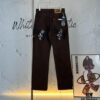 Chroe Hets CH Crocodile Leather Patch Cross White Leopard Print Denim Pants KL013