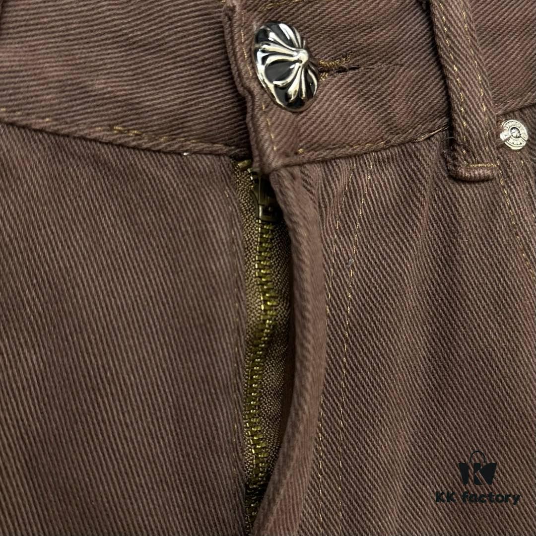 Chroe Hets CH Crocodile Leather Patch Cross White Leopard Print Denim Pants KL013