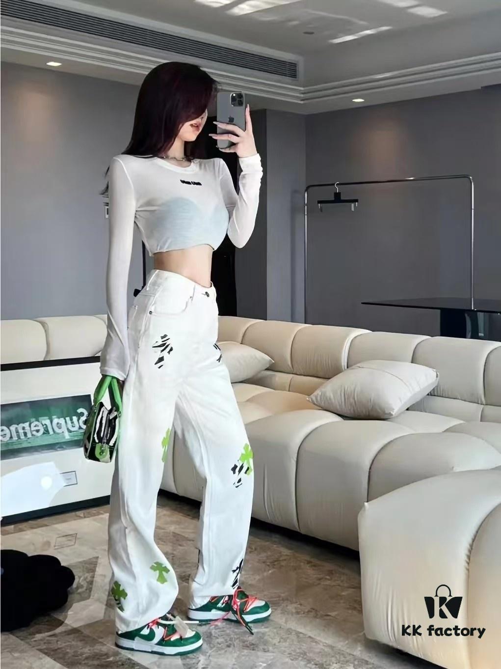 Chrome Hearts & Cult Heart 24SS London Limited Edition Green Horsehair Denim Jeans - Style #Y020