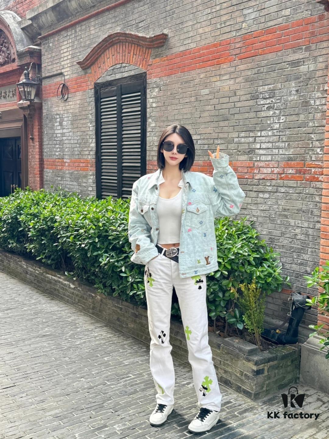 Chrome Hearts & Cult Heart 24SS London Limited Edition Green Horsehair Denim Jeans - Style #Y020