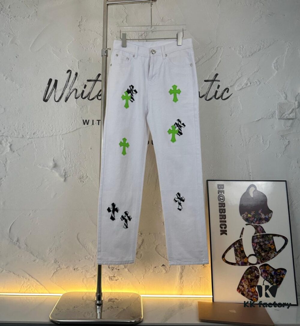 Chrome Hearts & Croce 24SS London Limited Horse Hair Green Denim Pants - #Y020