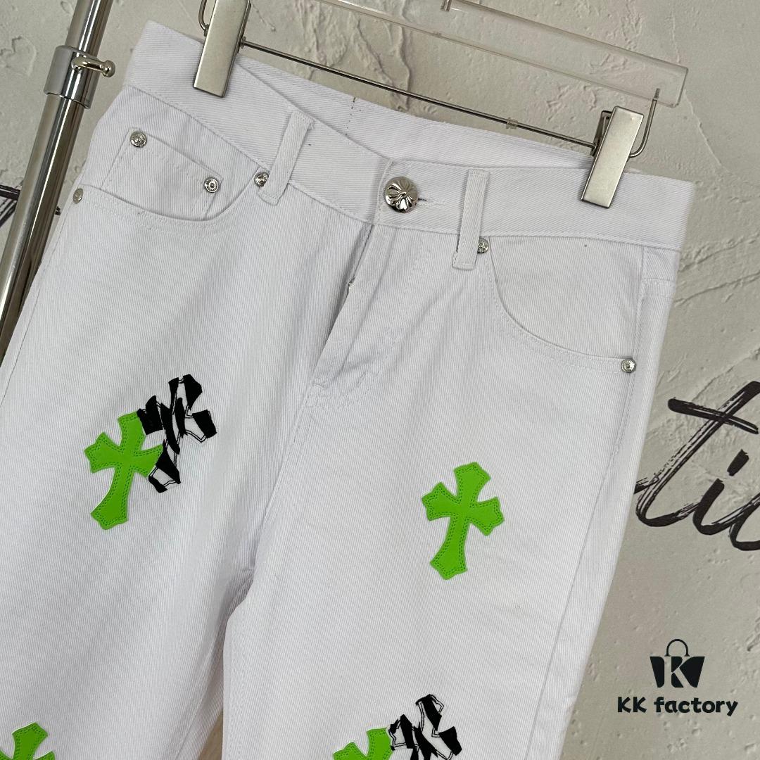 Chrome Hearts & Croce 24SS London Limited Horse Hair Green Denim Pants - #Y020