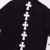 Chrome Hearts White Leather Cross Patch Black Denim Shirt Jacket KL022