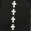 Chrome Hearts White Leather Cross Embroidered Black Denim Shirt Jacket