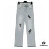 Chrome Heart Cross Patch Leather Denim Jeans KL012