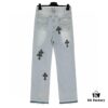 Chrome Heart Cross Patch Leather Denim Jeans KL012