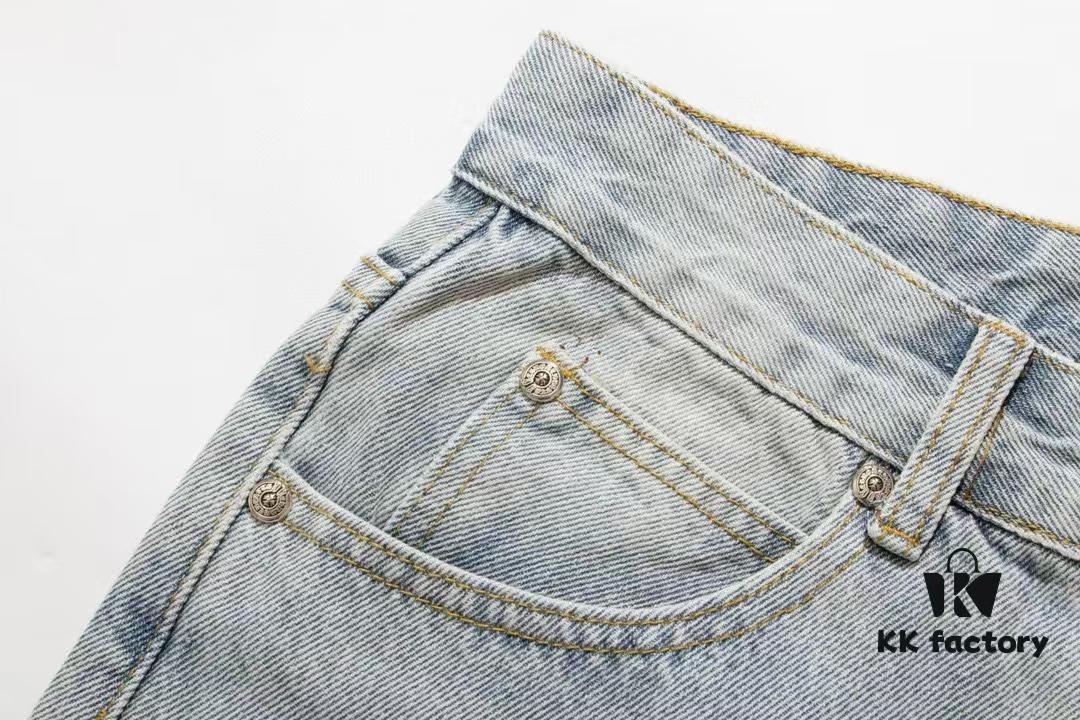 Chrome Heart Cross Patch Leather Denim Jeans KL012