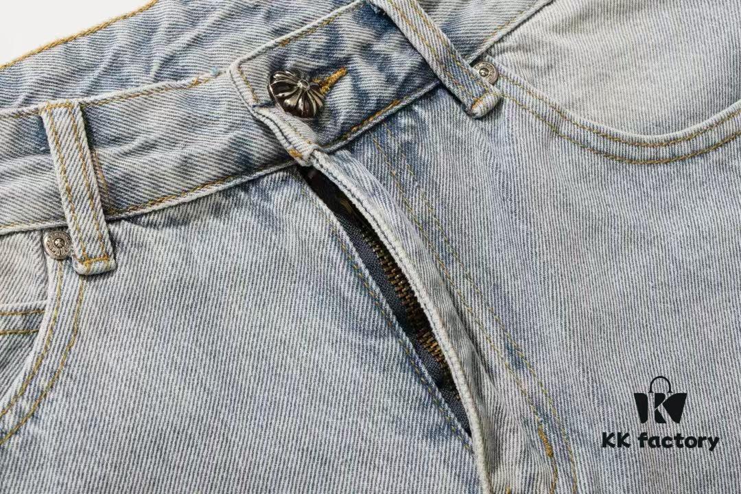 Chrome Heart Cross Patch Leather Denim Jeans KL012