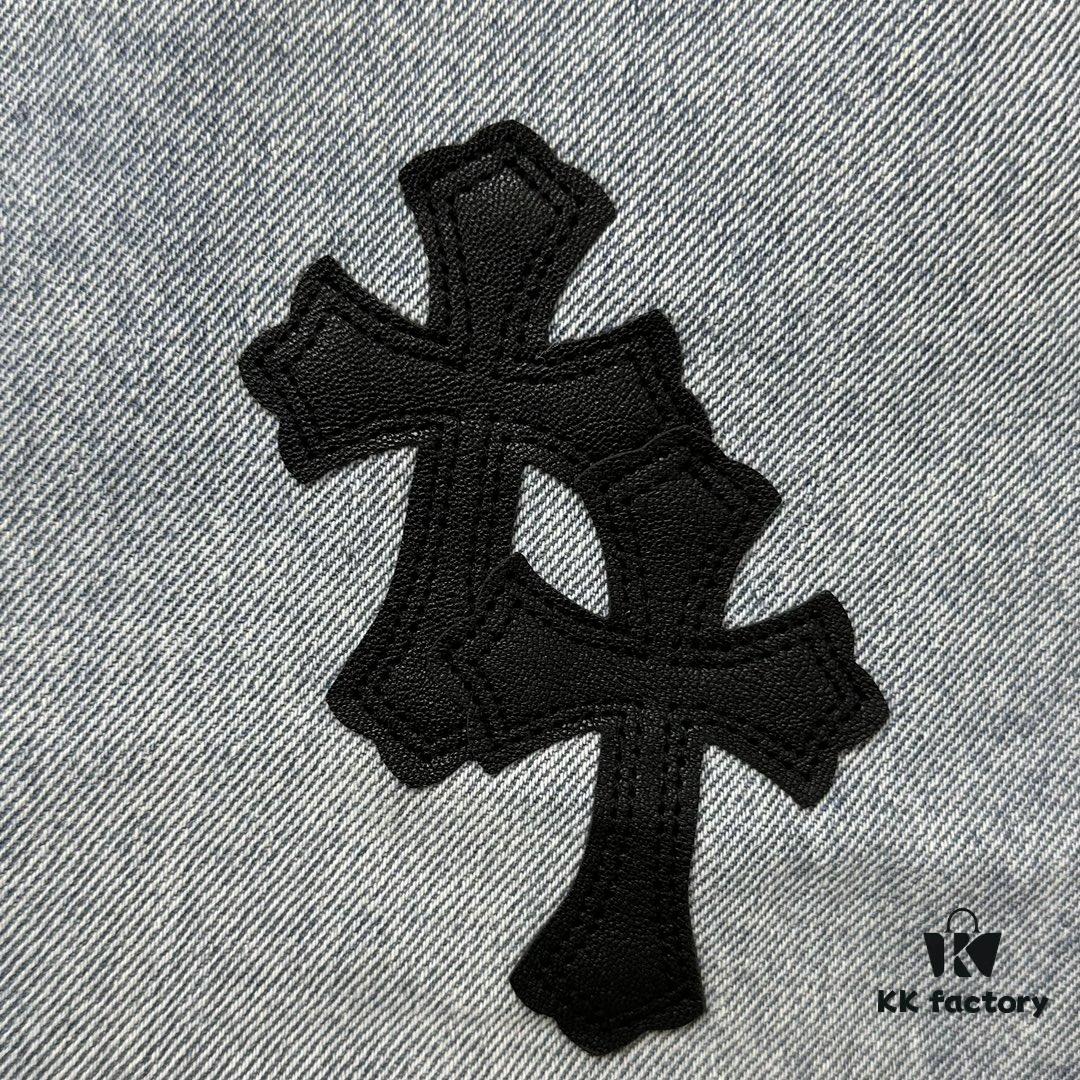 Chrome Heart Cross Patch Leather Jeans KL012