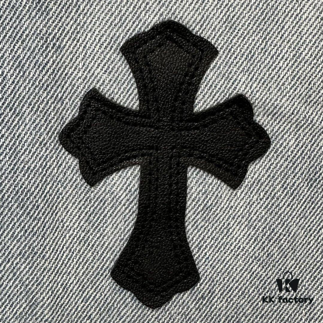 Chrome Heart Cross Patch Leather Jeans KL012