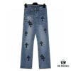 Chrome Hearts CH Kl005 Heavy Washed Destroyed Denim Jeans in Black
