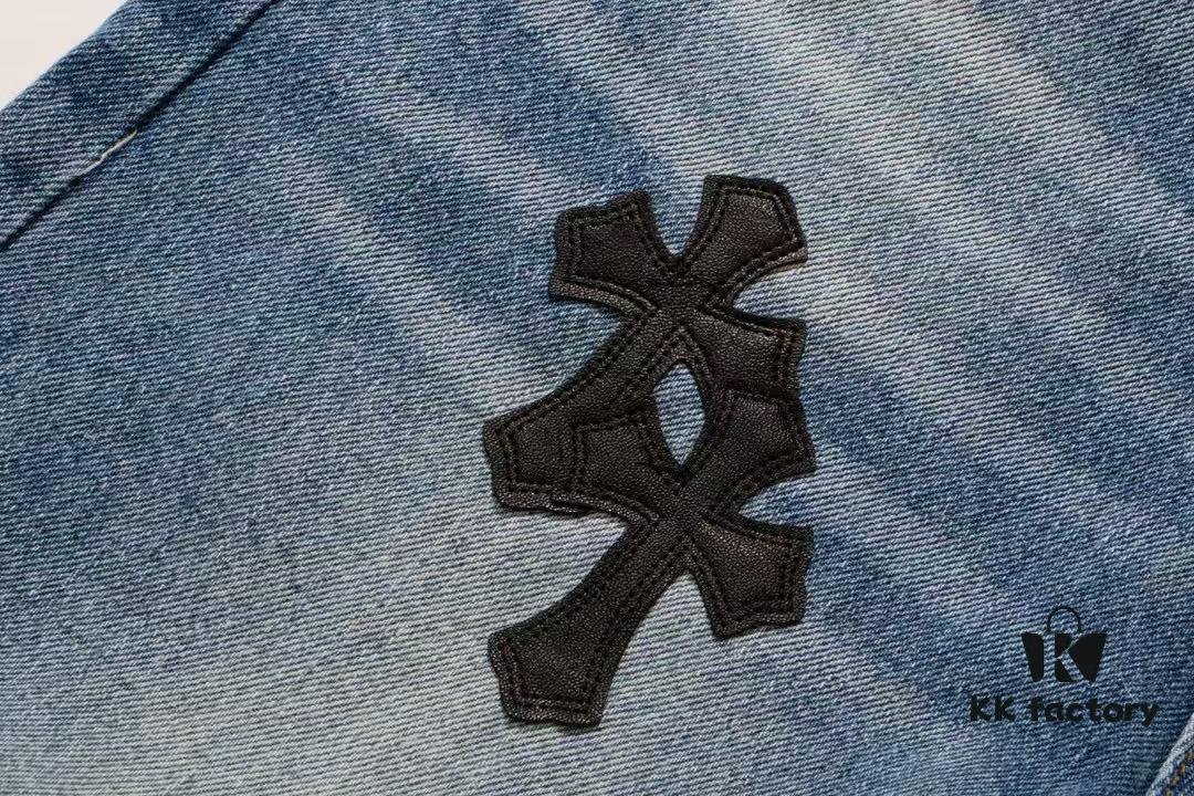 Chrome Hearts CH Kl005 Heavy Washed Destroyed Denim Jeans in Black