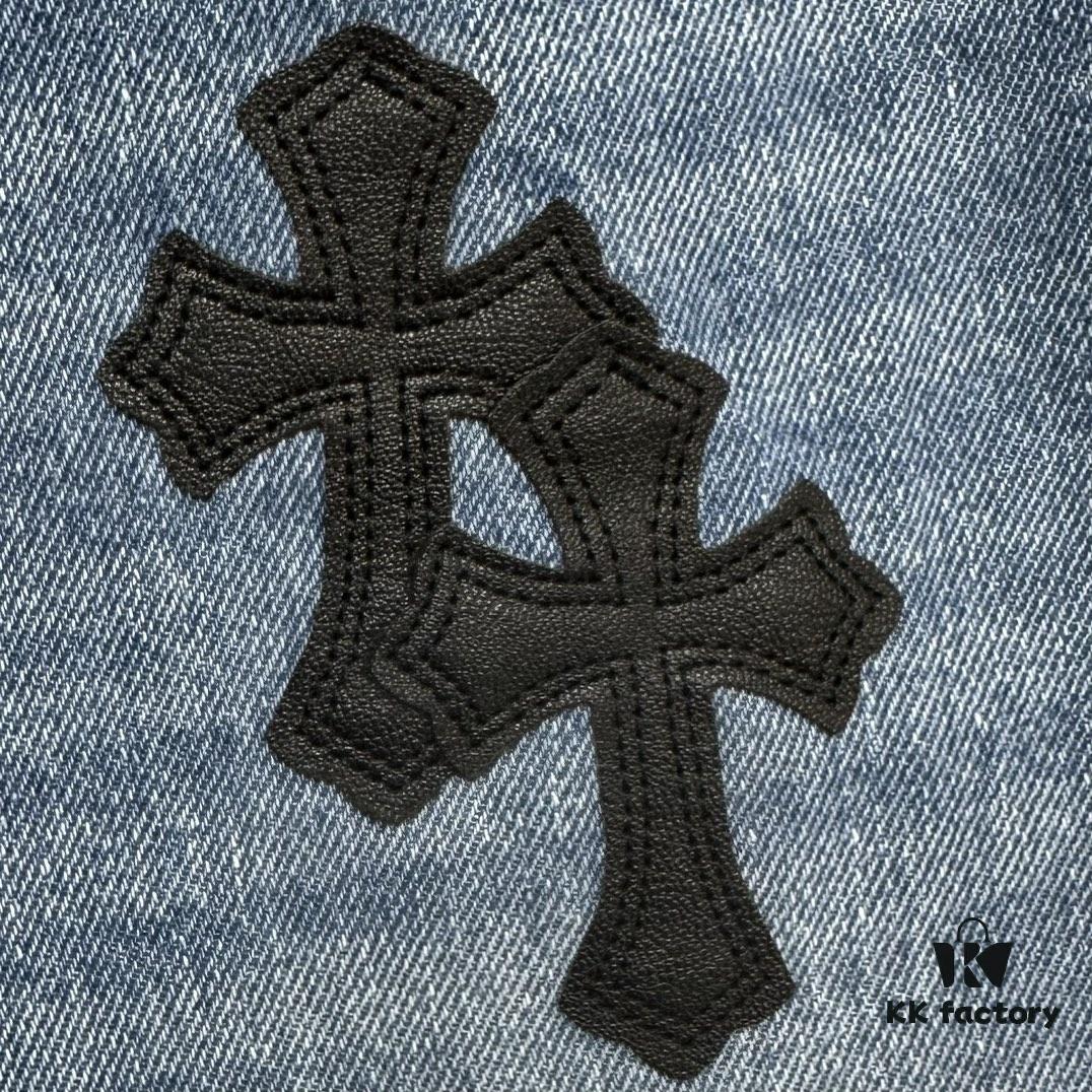 Chrome Hearts CH Kl005 Heavy Washed Destroyed Premium Denim Jeans in Black