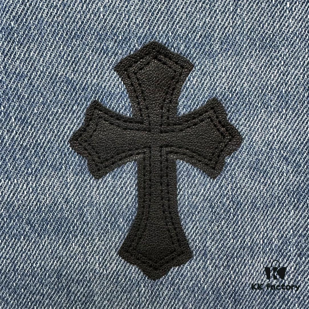 Chrome Hearts CH Kl005 Heavy Washed Destroyed Premium Denim Jeans in Black