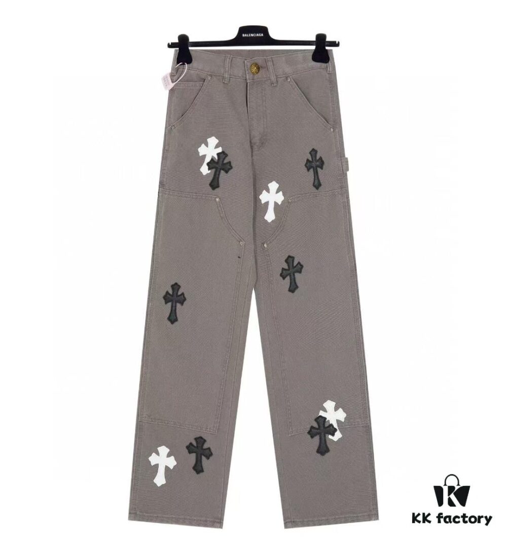 Chrome Hearts Matty Boy Sex Records Patchwork Leather Cross Jeans