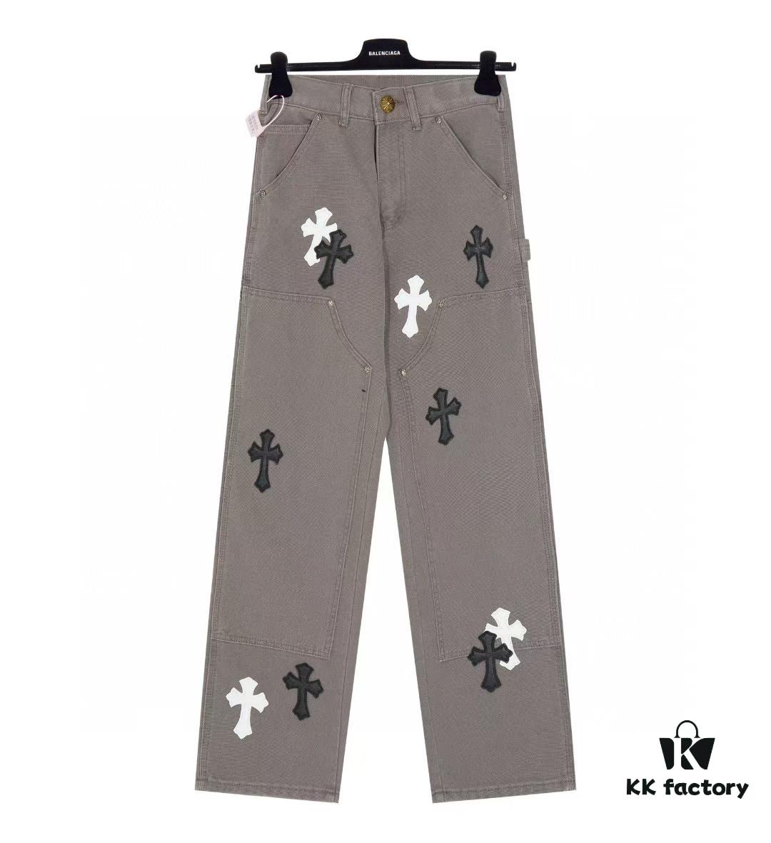 Chrome Hearts Matty Boy Sex Records Patchwork Leather Cross Jeans