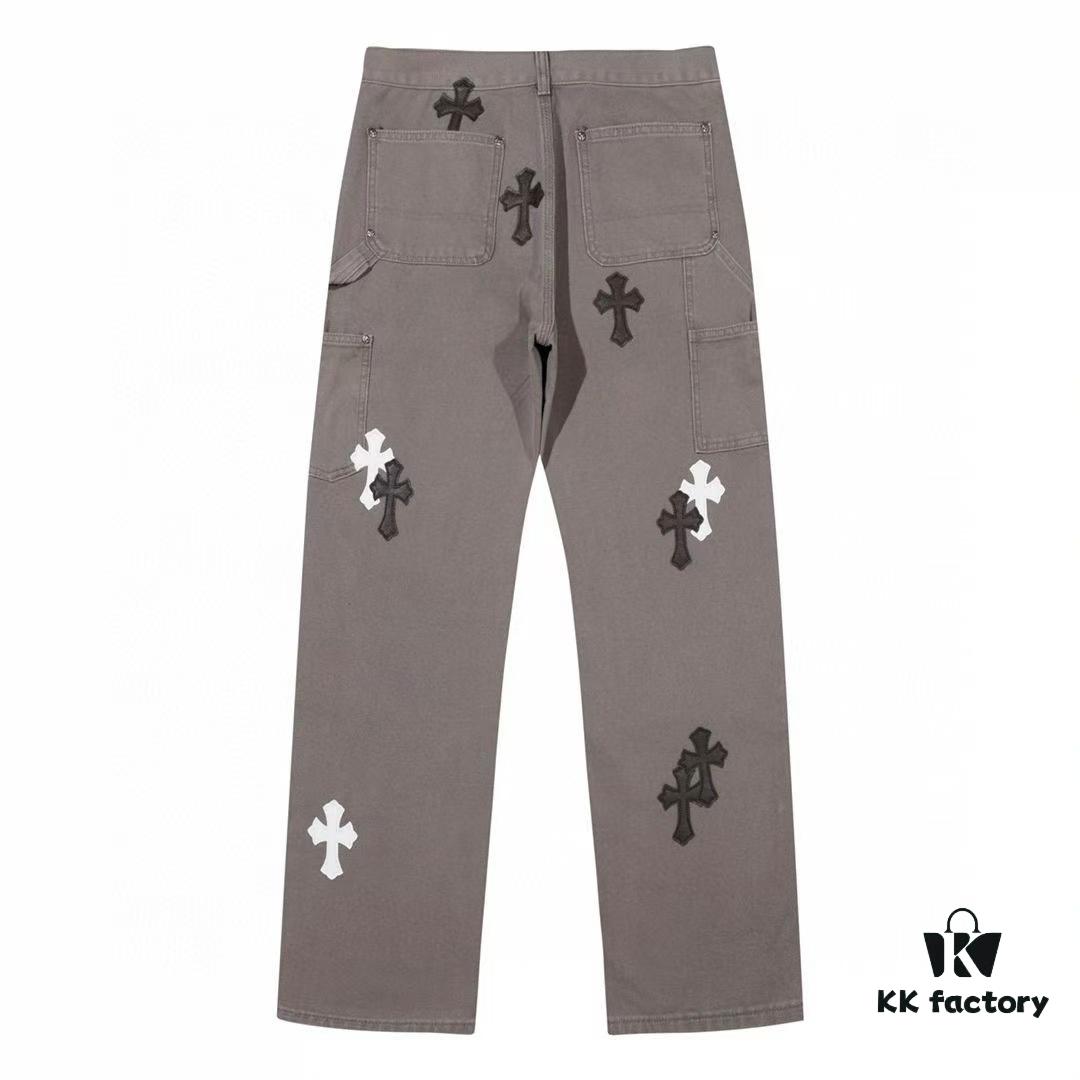 Chrome Hearts Matty Boy Sex Records Patchwork Leather Cross Jeans