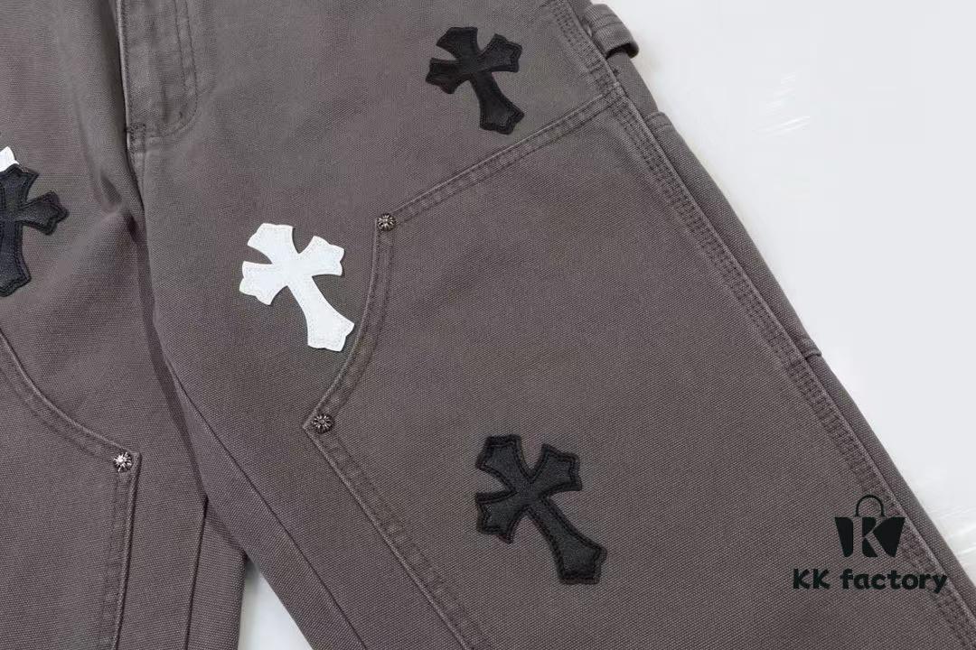 Chrome Hearts Matty Boy Sex Records Patchwork Leather Cross Jeans