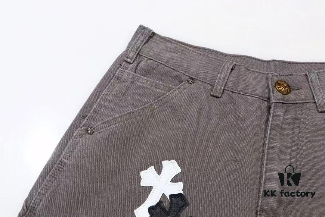 Chrome Hearts Matty Boy Sex Records Patchwork Leather Cross Jeans