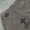 Chrome Hearts Matty Boy Sex Records Patchwork Leather Cross Denim Jeans - Heavy Washed Canvas, Custom Silver Hardware, Hand-Embroidered Cross with Rare Leather Patches, High-Waist Rugged Design