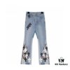 Chrome Heart | KL008 Crocodile Heart Heavy Craft Maraming Horsehair Patchwork Flared Denim Jeans