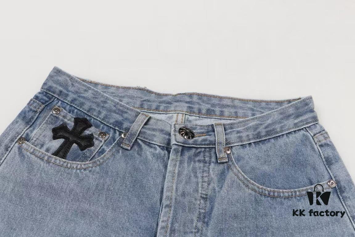 Chrome Heart | KL008 Crocodile Heart Heavy Craft Maraming Horsehair Patchwork Flared Denim Jeans