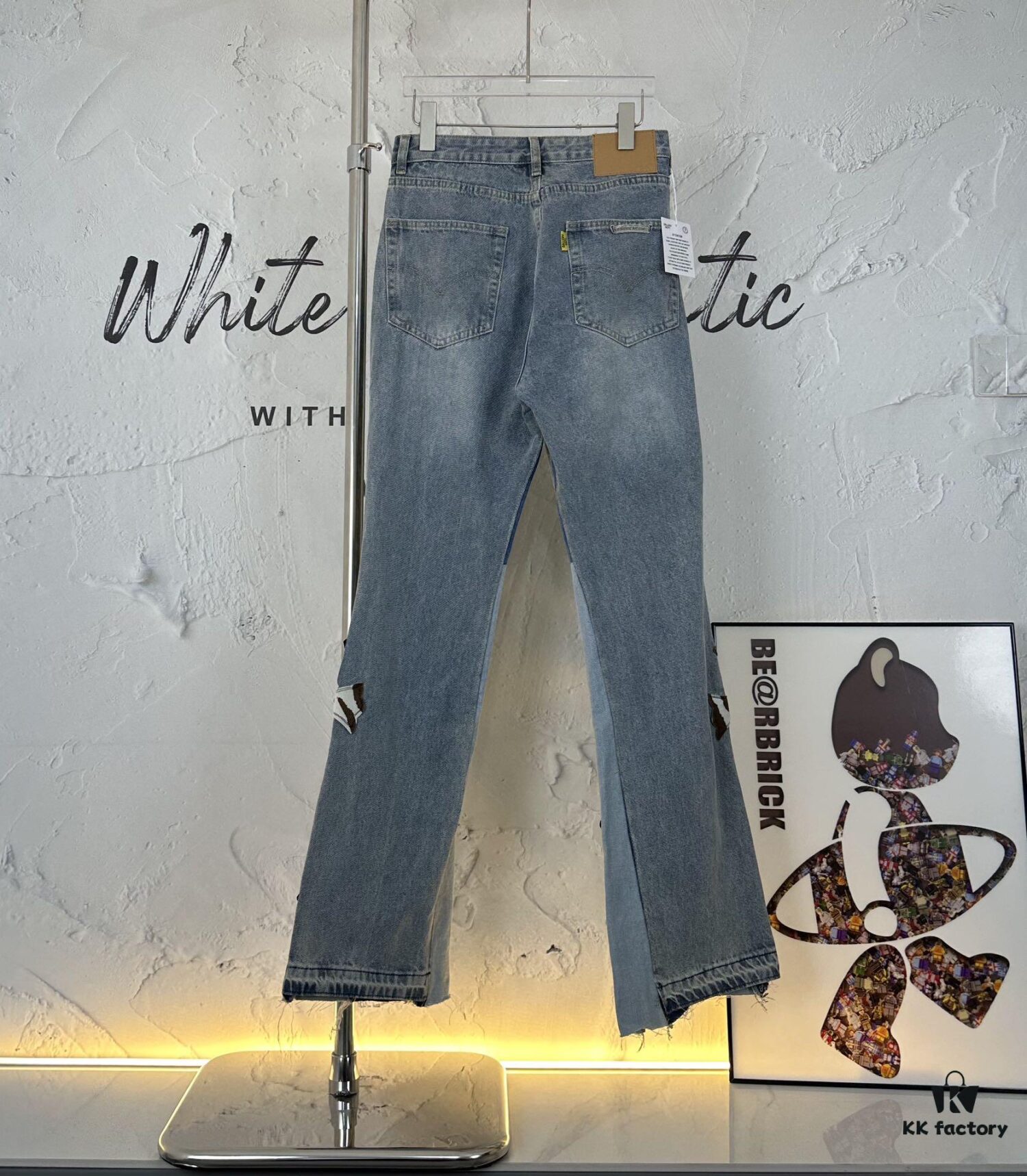 Chrome Heart | KL008 Heavy Craft Mule Hair and Patchwork Flared Denim Jeans