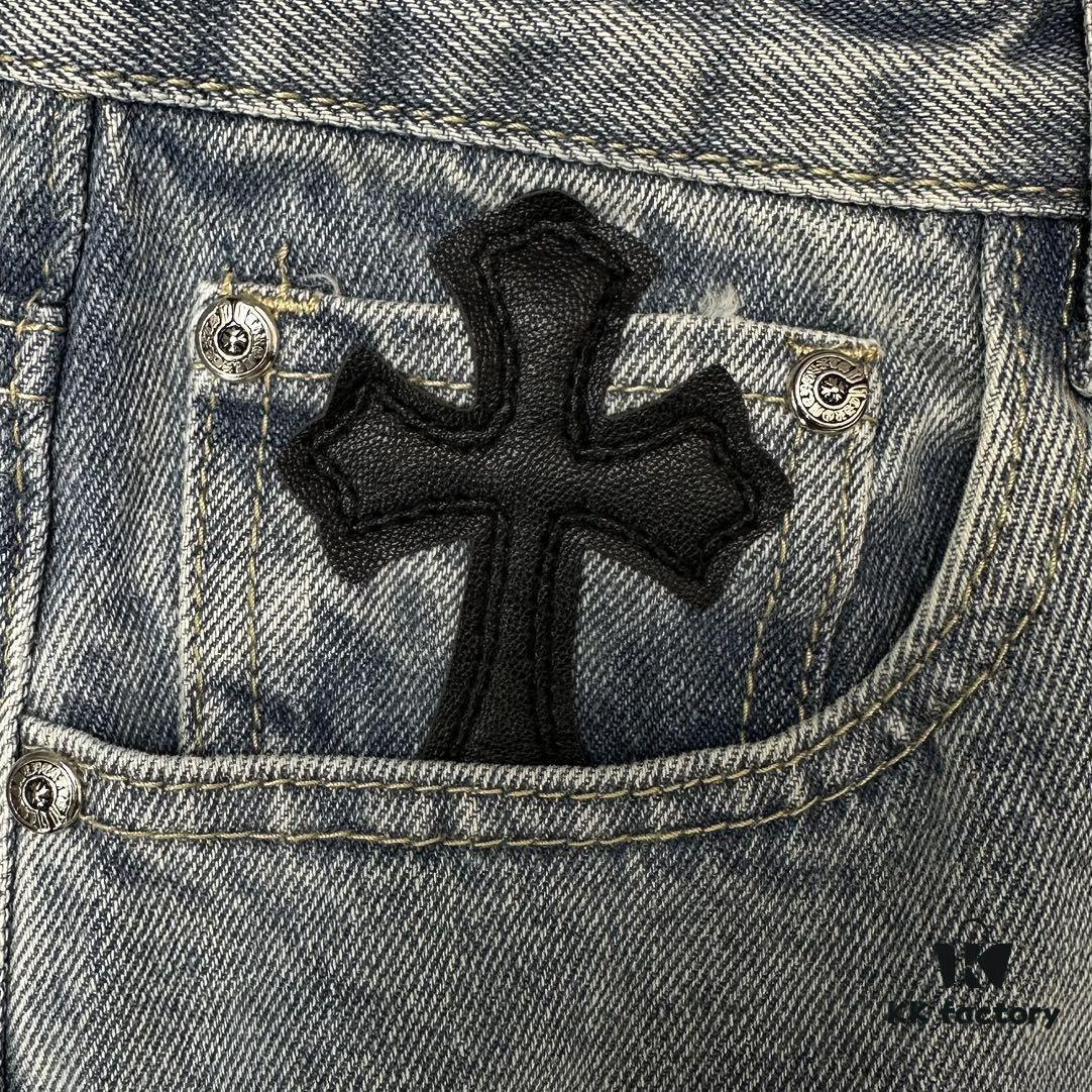 Chrome Heart | KL008 Heavy Craft Mule Hair and Patchwork Flared Denim Jeans