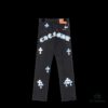 Chrome Hearts & CH Chengdu Limited Edition Denim Jeans with Black and White Panda-Inspired Design, Lamb Leather Cross Patch, Unisex Stylish Fit