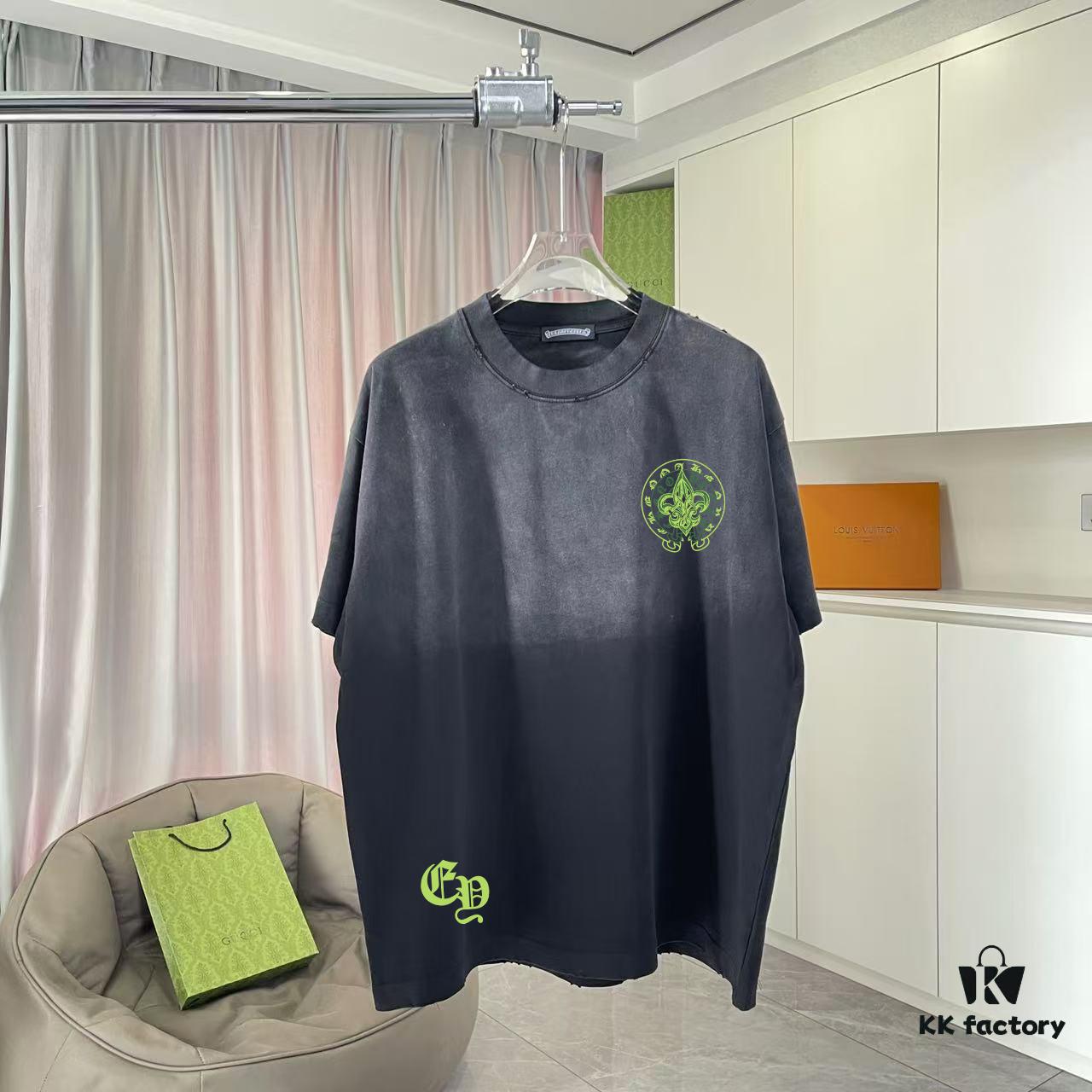 CH Crochet 2025 Summer New Arrival Distressed Washed Ripped Monkey Spray Buddha Cross Print Short Sleeve T-Shirt Custom 320g Fabric Unisex