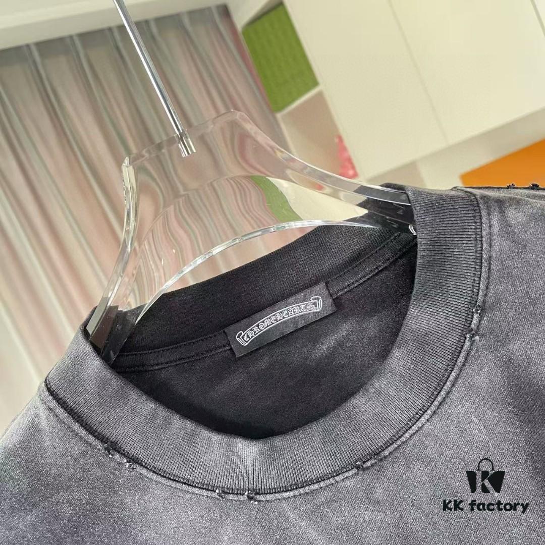 CH Crochet 2025 Summer New Arrival Distressed Washed Ripped Monkey Spray Buddha Cross Print Short Sleeve T-Shirt Custom 320g Fabric Unisex