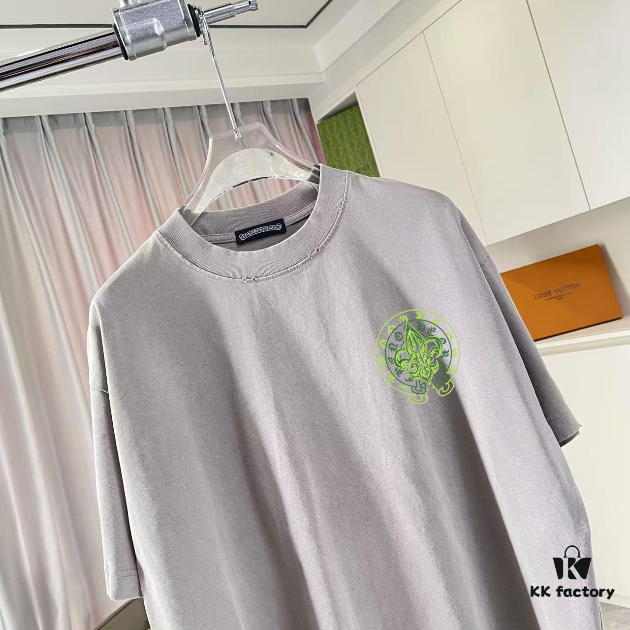 CH Cro 2025 Summer New Arrival Washed Distressed Ripped Monkey Spray Buddhist Scripture Cross Print Short Sleeve T-Shirt Custom 320g Fabric Unisex