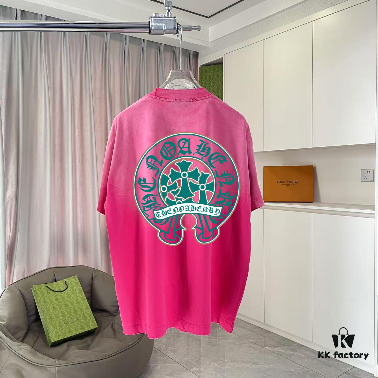 CH Cro* 2025 Summer New Arrival Distressed Washed Ripped Monkey Spray Buddha Cross Print Short Sleeve T-Shirt Custom 320g Fabric Unisex