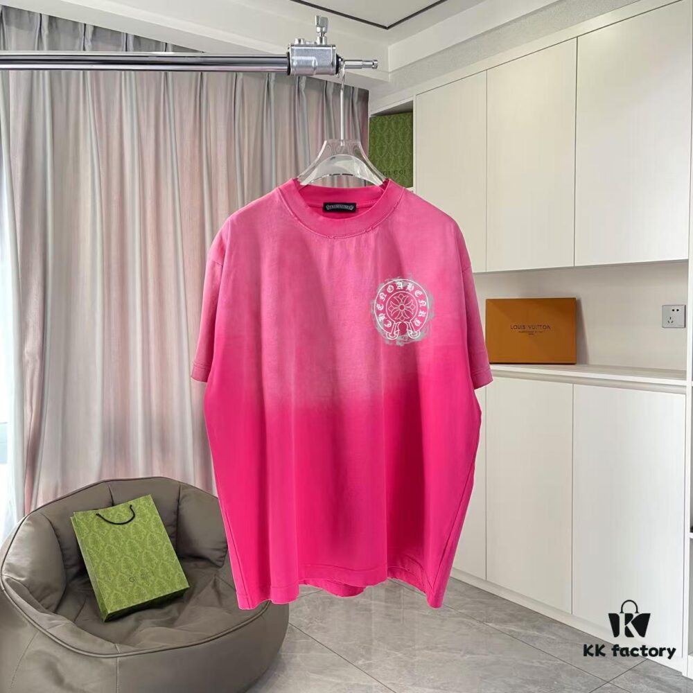 CH Crochet 2025 Summer New Arrival Distressed Washed Ripped Monkey Spray Buddhist Script Cross Print Short Sleeve T-Shirt Custom 320g Fabric Unisex