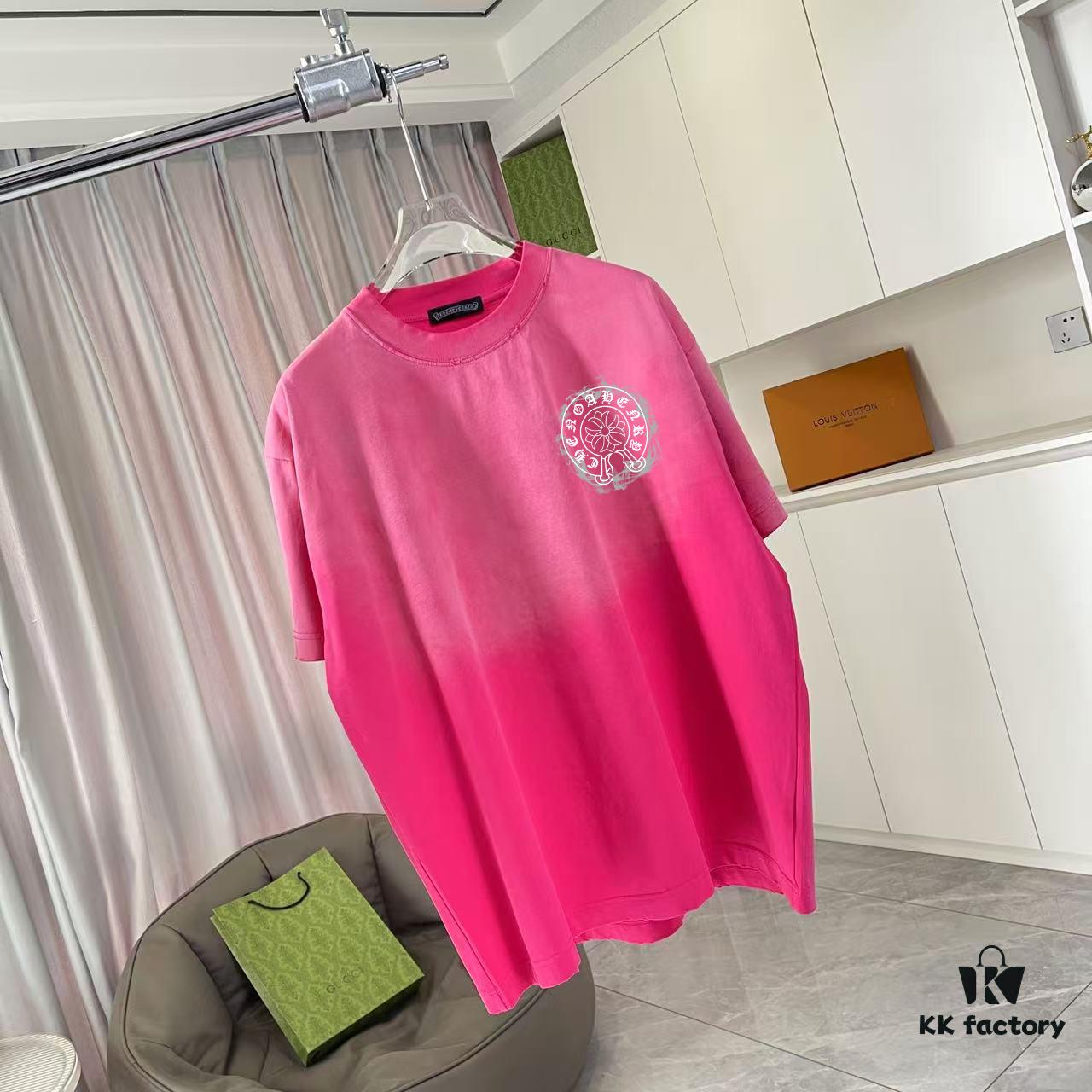 CH Crochet 2025 Summer New Arrival Distressed Washed Ripped Monkey Spray Buddhist Script Cross Print Short Sleeve T-Shirt Custom 320g Fabric Unisex