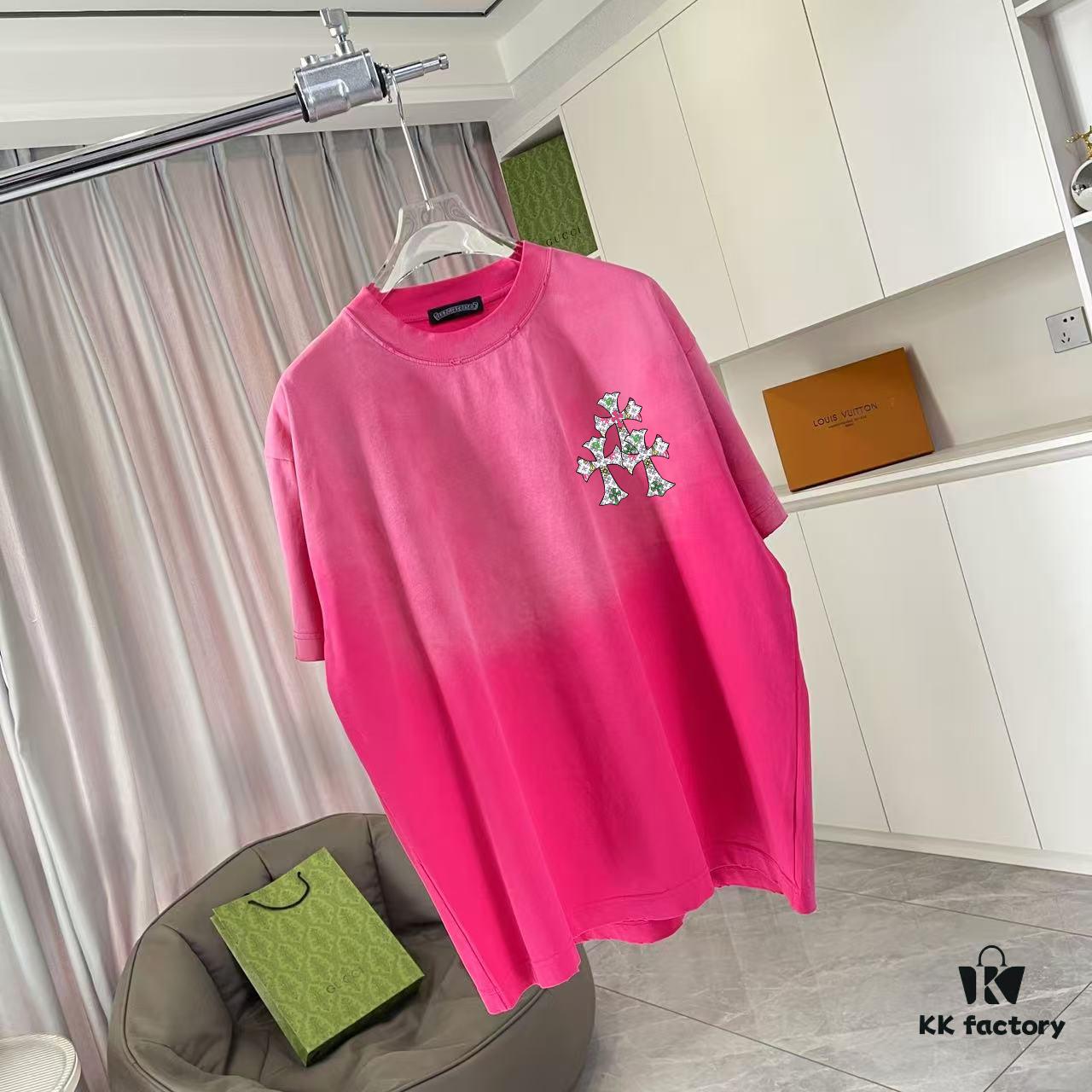 CH Crochet 2025 Summer New Arrival Washed Distressed Ripped Monkey Spray Tibetan Mantra Cross Print Short Sleeve T-Shirt Custom 320g Fabric Unisex