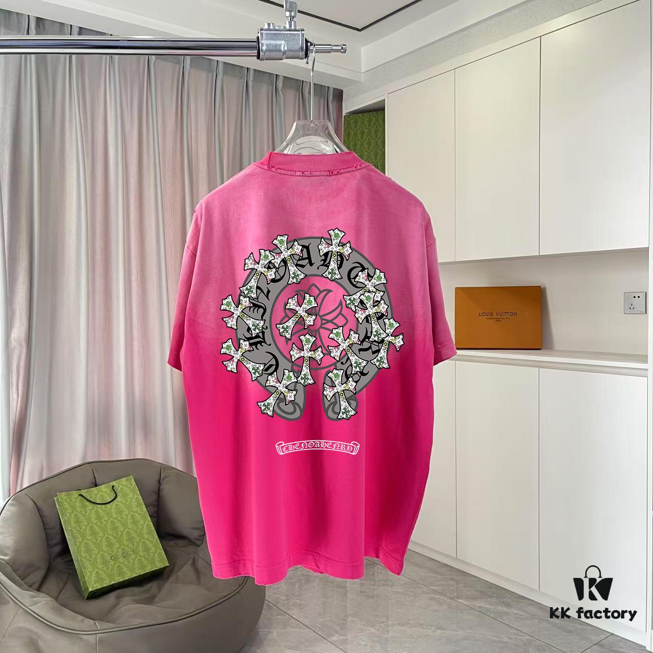 CH Crochet 2025 Summer New Arrival Washed Distressed Ripped Monkey Spray Tibetan Mantra Cross Print Short Sleeve T-Shirt Custom 320g Fabric Unisex