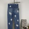New Chrome Hearts Leather-Patched Denim Jeans Unisex