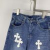 New Chrome Hearts Leather-Patched Denim Jeans Unisex
