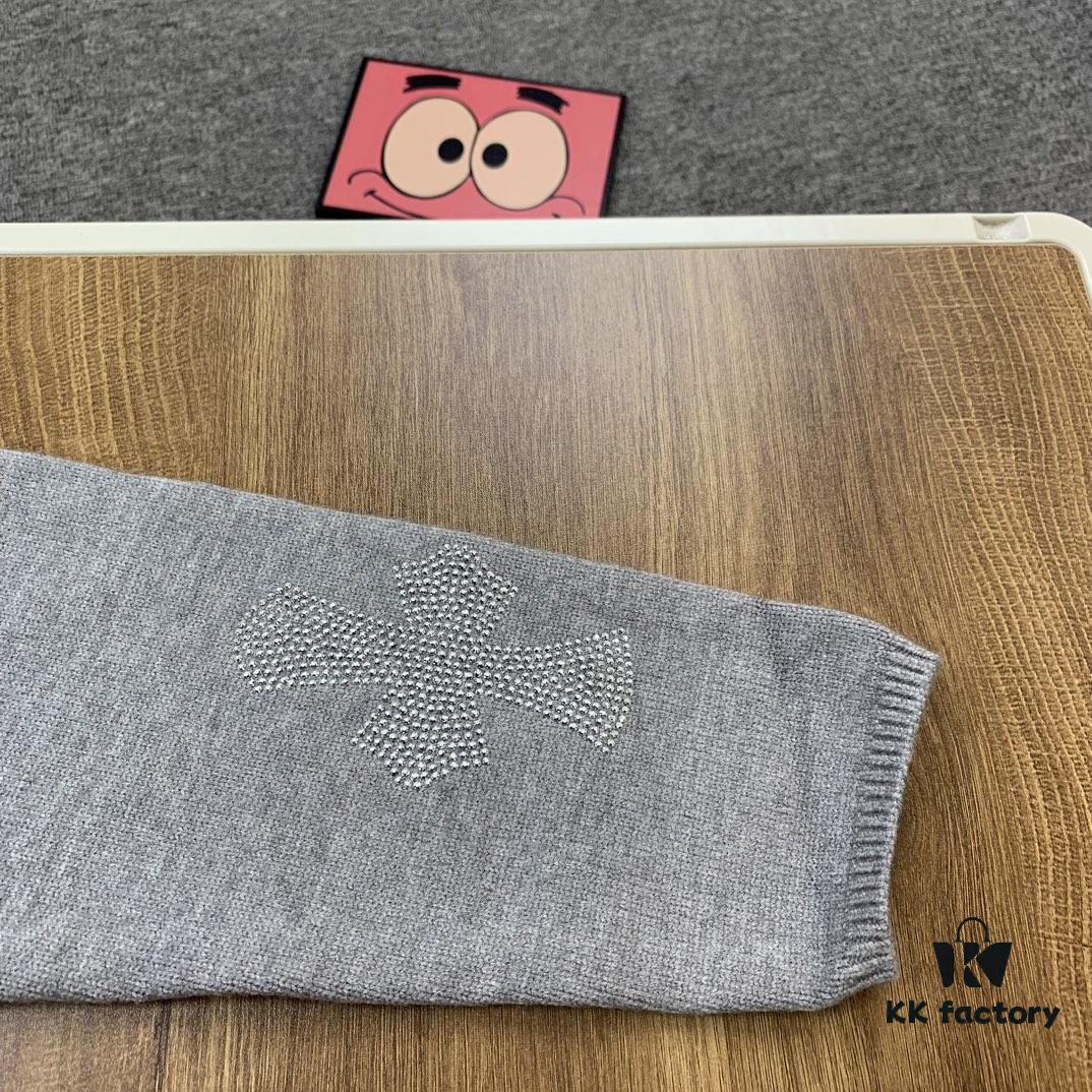 Chrome Hearts CH Cross Classic Heavy Embellished Zip-Up Knit Hooded Sweater Coat