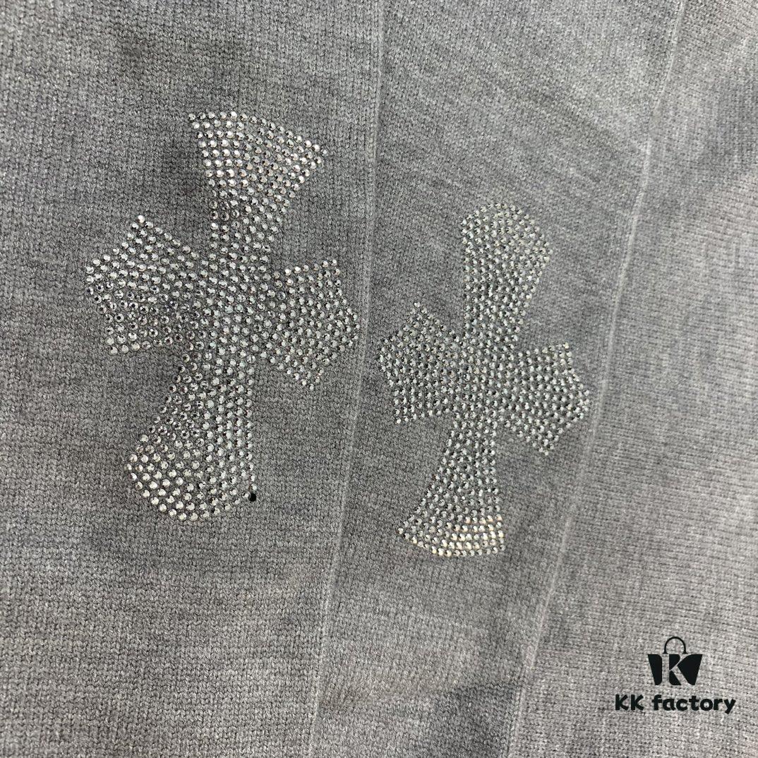 Chrome Hearts CH Cross Classic Heavy Embellished Zip-Up Knit Hooded Sweater Coat