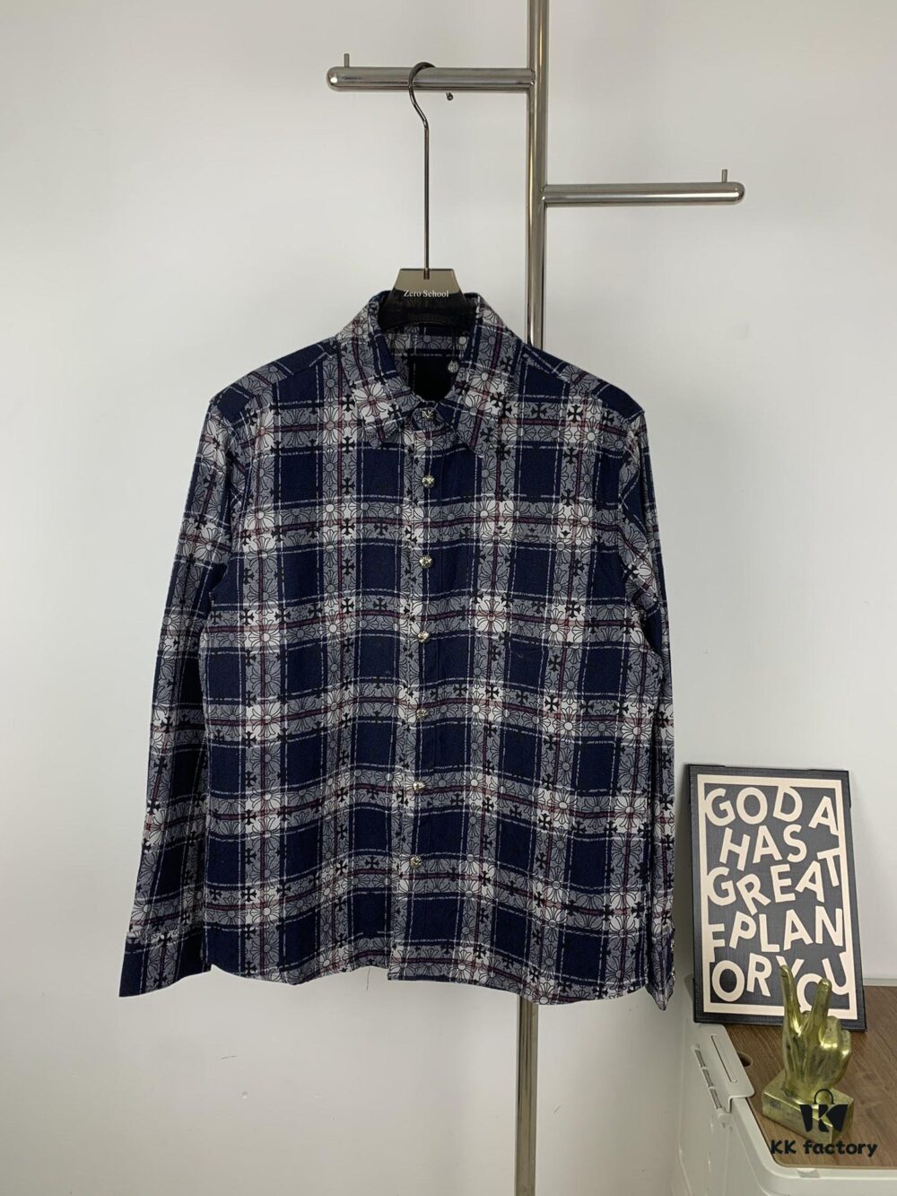 Chrome Hearts Classic Cashew Flower Cross Jacquard Long Sleeve Shirt Unisex Casual Shirt