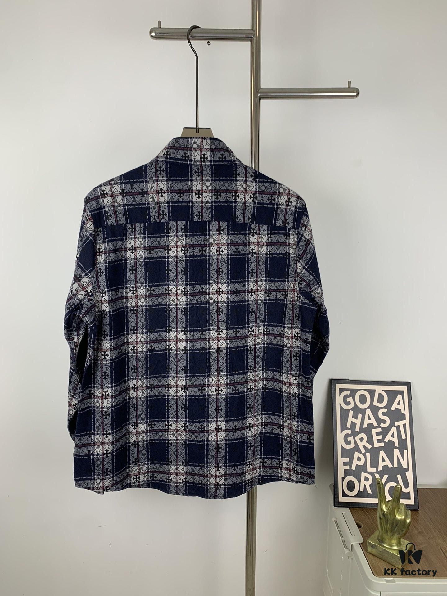 Chrome Hearts Classic Cashew Flower Cross Jacquard Long Sleeve Shirt Unisex Casual Shirt