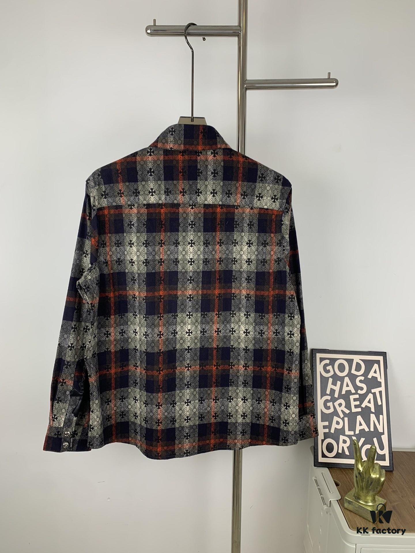 Chrome Hearts Classic Cashew Flower Cross Jacquard Long Sleeve Shirt Unisex Casual Shirt